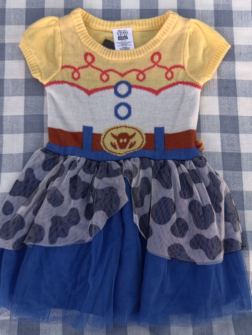 Disney Toy Story Cowgirl Jessie Inspired Yellow & Blue Kids Costume Dress, 3T